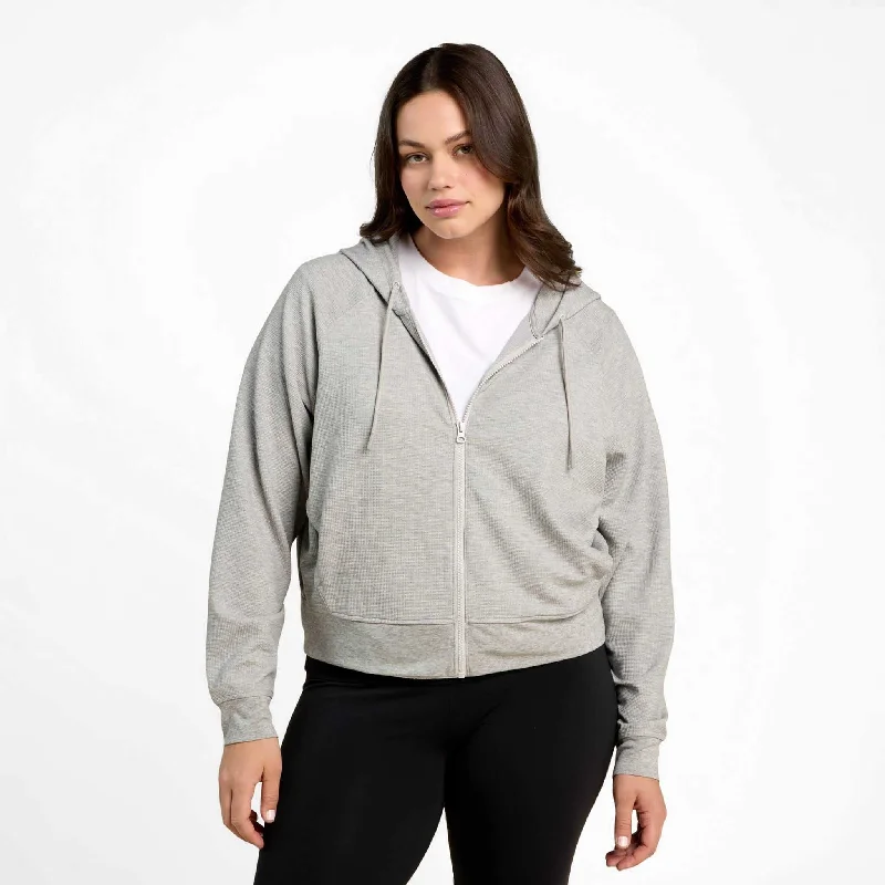 Street Letter Style Sporty Waffle Zip Up | Heather Grey