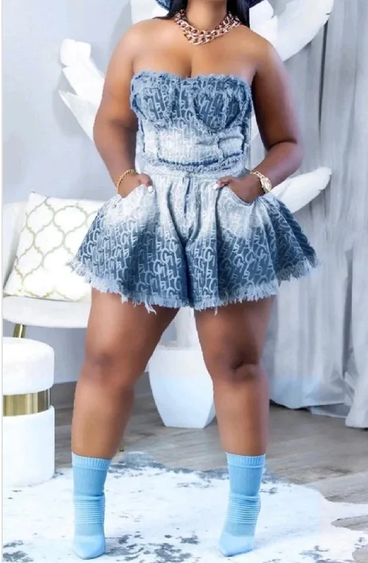 Retro Dress Cool summer night 2piece denim  set