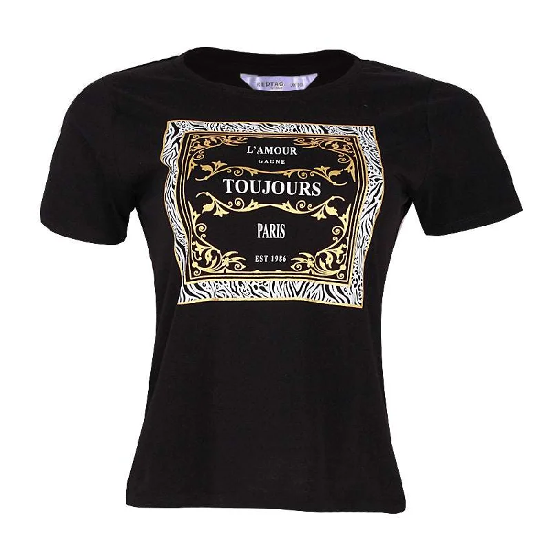 Style Design REDTAG Black Casual T-Shirt for Women