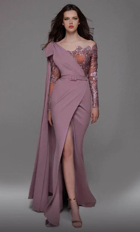 Fashion Style MNM Couture 2688 - Side Caped Crepe Formal Dress