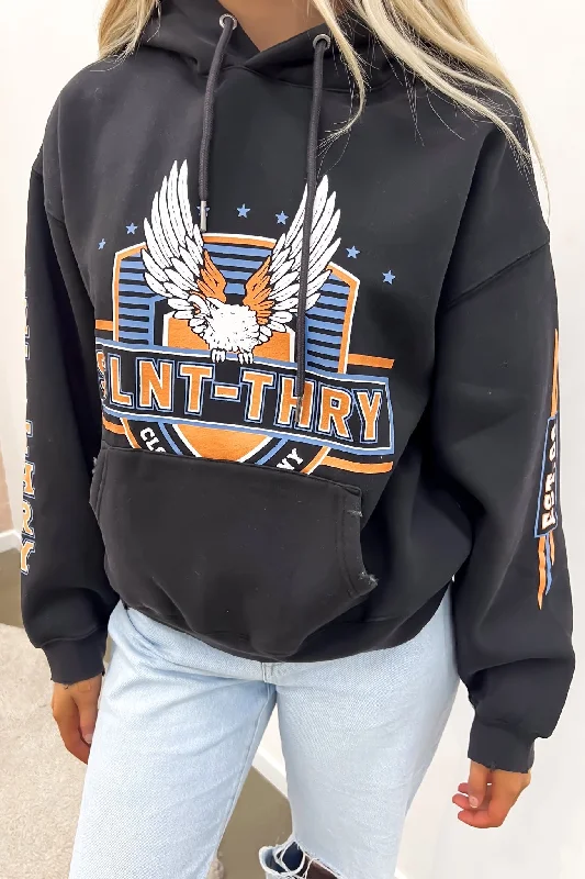 Street Sports Style West Coast Hoodie Washed Black