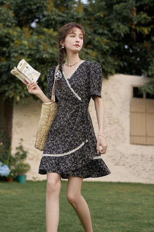 Sweet Words Black Floral Mini Dress for Women