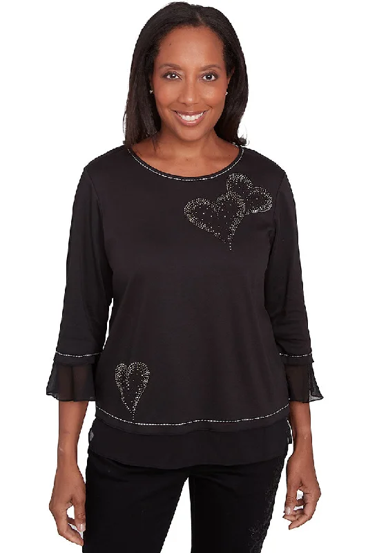 Letter embroidery Wild At Heart Chiffon Trimmed Top