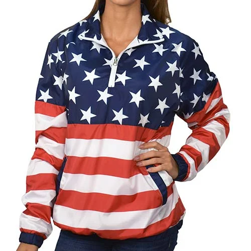 Sports Express Unisex American Flag 1/4 Zip Windbreaker