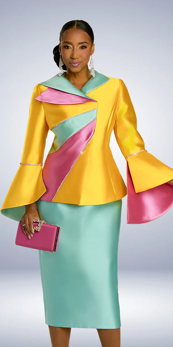Sweet Stand-Up Collar Style Donna Vinci Church Suit 12191