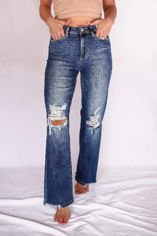 Renaissance Style Raina High Rise 90's Straight Jeans in Dark Wash