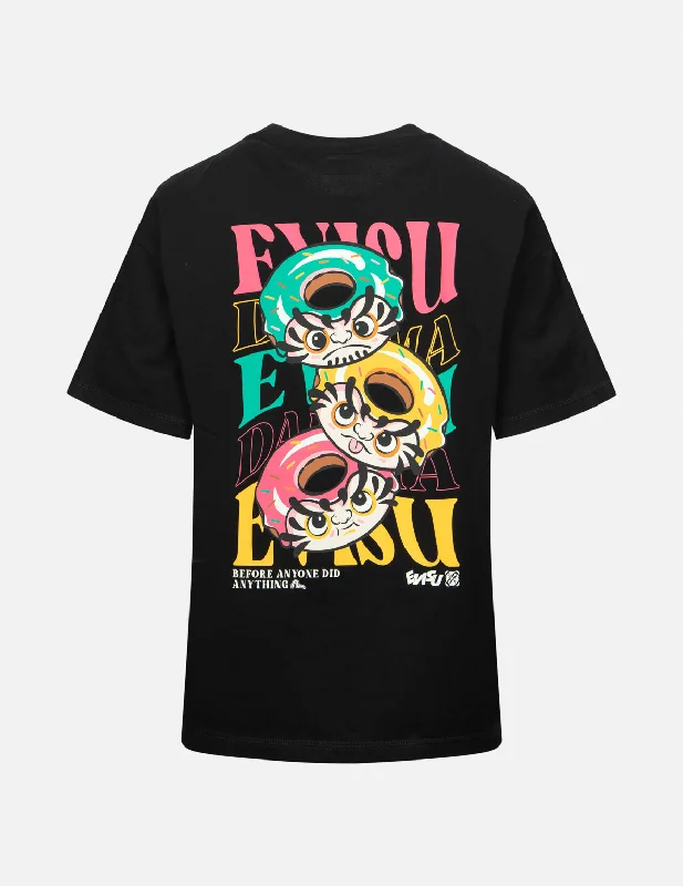 Sports Tights Logo Embroidery and Donut Daruma Print Fashion Fit T-shirt