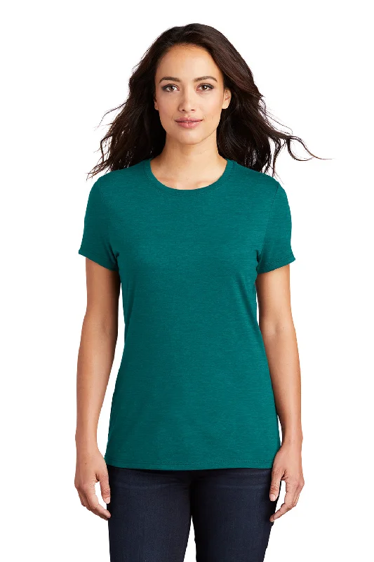 Sports outdoor style District Womens Perfect Tri Short Sleeve Crewneck T-Shirt - Heather Teal Blue Sports outdoor style District Womens Perfect Tri Short Sleeve Crewneck T-Shirt - Heather Teal Blue