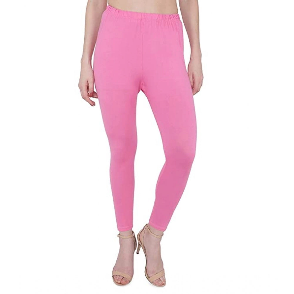 Sports Fitness Style Generic Women's Cotton Stretchable Skin Fit Ankle Length Leggings (Pink) Sports Fitness Style Generic Women's Cotton Stretchable Skin Fit Ankle Length Leggings (Pink)