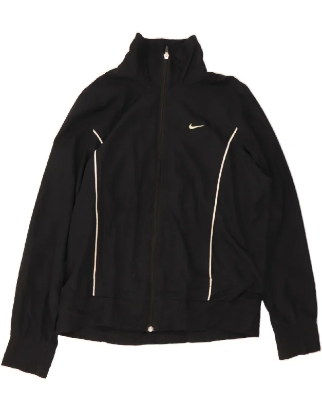 Retro Stripes NIKE Womens Tracksuit Top Jacket UK 20/22 XL Black Polyester
