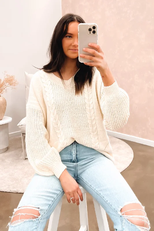 Retro Style Mae Knit Cream