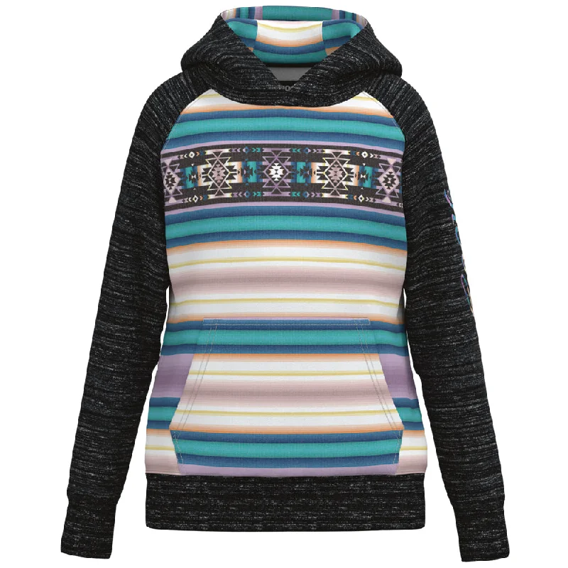 Urban Fashion Youth Hooey Girls Hoody Serape/Black
