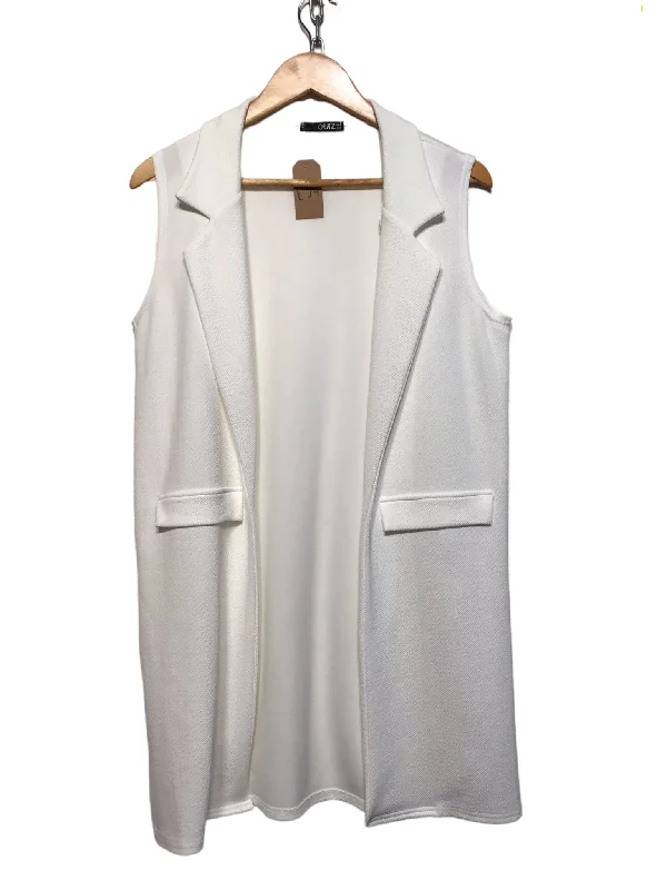 Creative Style Quiz White Sleeveless Jacket (Size L)