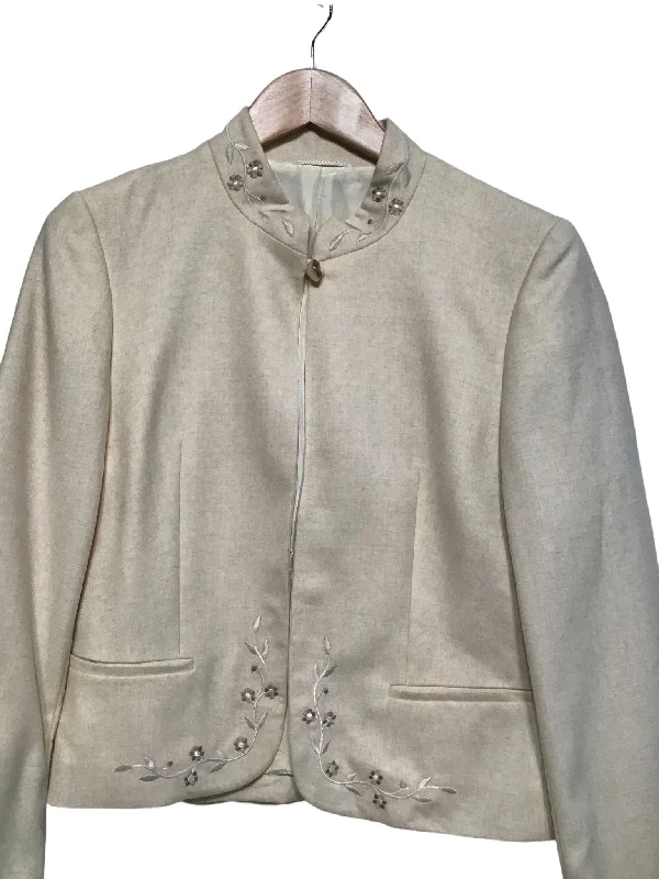 Avant-garde trend Cream Embroidered Blazer (Size S)