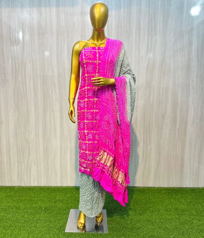 Sports Zipper Style KcPc New Latest Gaji Silk Ghatchola Style With Bandhani Work Suit ADIL Sports Zipper Style KcPc New Latest Gaji Silk Ghatchola Style With Bandhani Work Suit ADIL