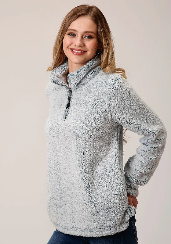 Classic style Roper Womens Aqua Polyester 1/4 Zip Pullover Fleece Jacket