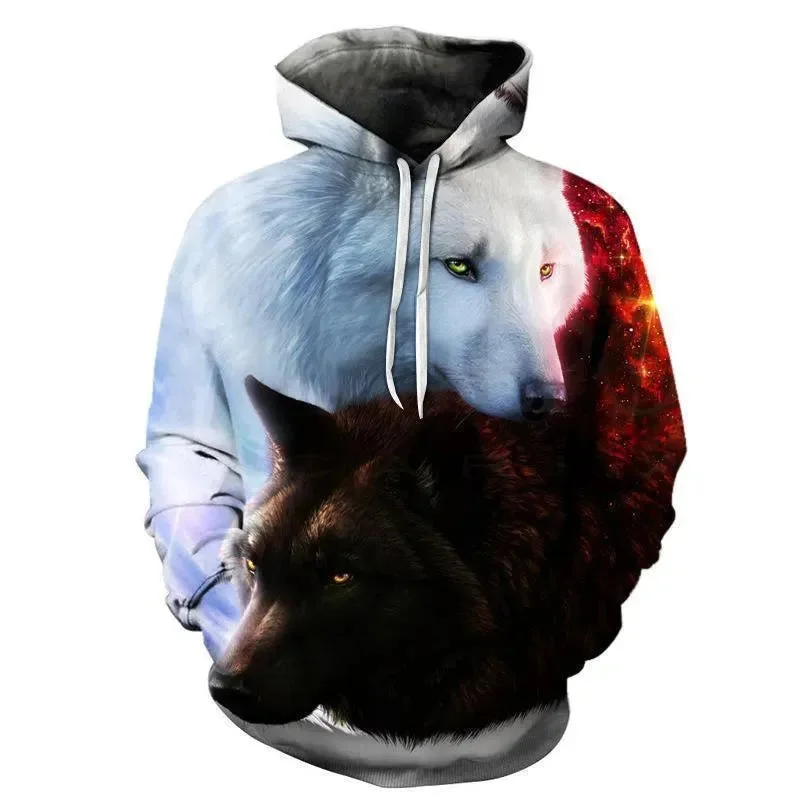 Retro Stripes Wolf 3D Hoodie UNISEX