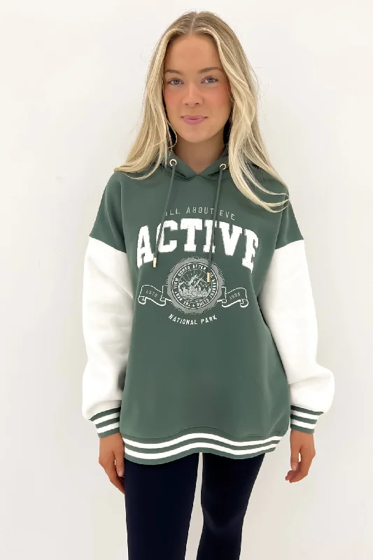 Free and comfortable National Contrast Hoody Green