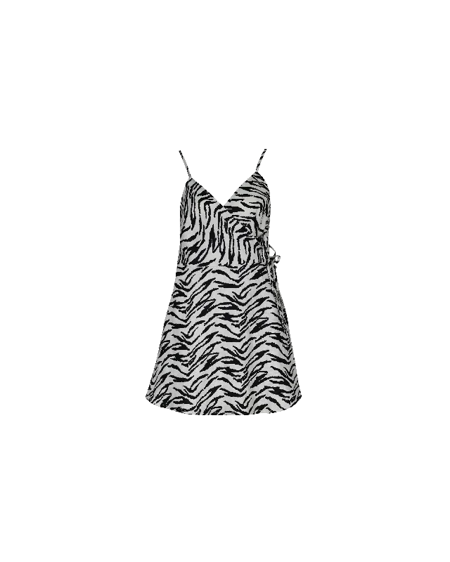 Round neck design VENEDA WRAP DRESS ZEBRA