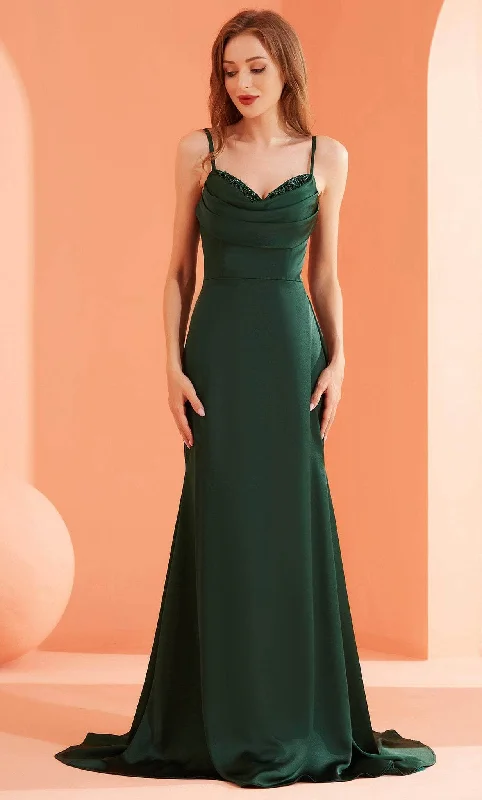 Retro Stripes J'Adore Dresses J22017 - Cowl Neck Mermaid Prom Gown