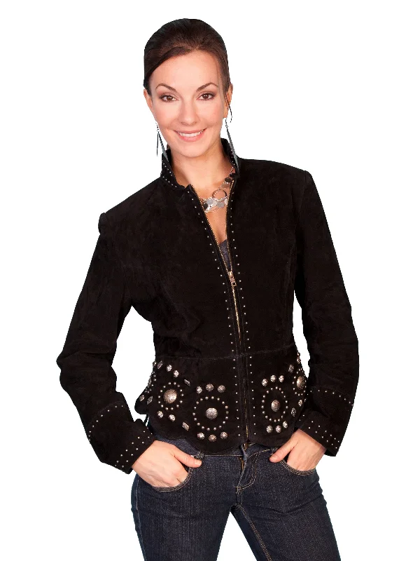 Romantic And Sweet Scully Leather Womens Studded Conchos Boar Suede Jacket Black XXL Romantic And Sweet Scully Leather Womens Studded Conchos Boar Suede Jacket Black XXL