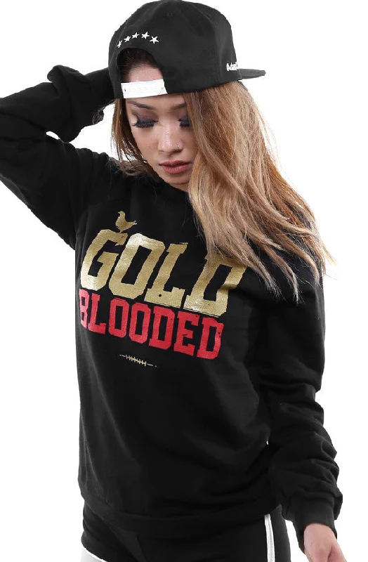 Street Style Gold Blooded (Women's Black/Red Crewneck Sweatshirt)