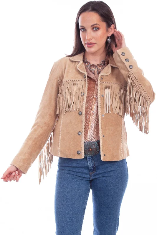 Retro Skirt Design Scully Womens Cowgirl Fringe Old Rust Leather Leather Jacket M