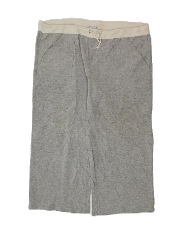 Retro Skirt Design CHAMPION Womens Capri Tracksuit Trousers UK 18 XL Grey Cotton
