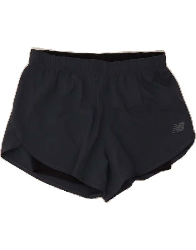 Street Show-Off Style NEW BALANCE Womens Sport Shorts UK 10 Small Navy Blue Polyester Street Show-Off Style NEW BALANCE Womens Sport Shorts UK 10 Small Navy Blue Polyester