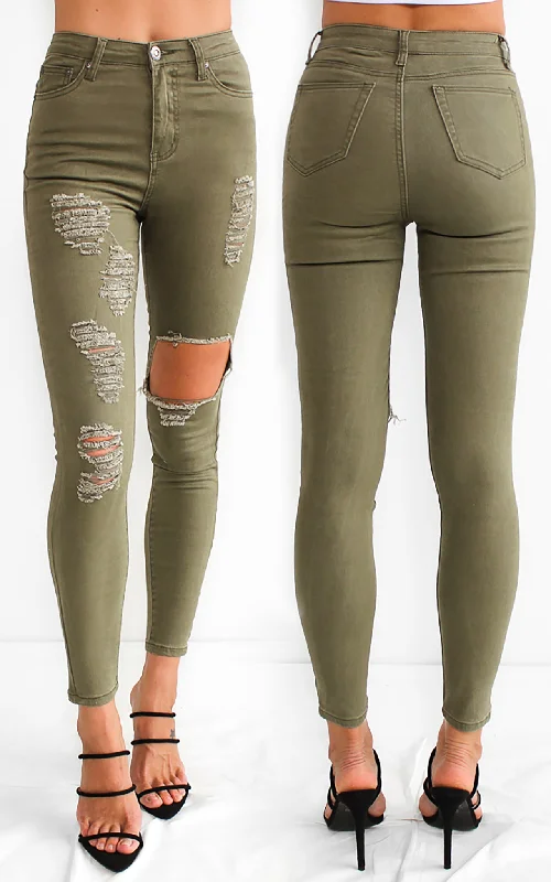 Sweet Age-Reducing Style Jovi Jeans - Khaki