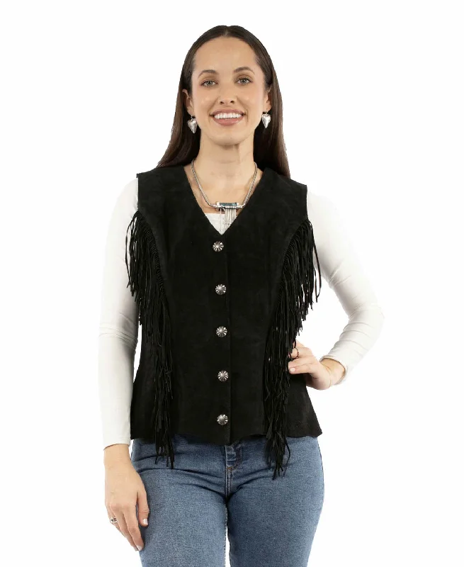 Sports fitness shoes Scully Womens Bohemian Inspired Fringe Black Leather Leather Vest Sports fitness shoes Scully Womens Bohemian Inspired Fringe Black Leather Leather Vest
