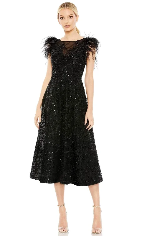 Creative Style Mac Duggal 20400 - A-line Sequined Tea Length Dress