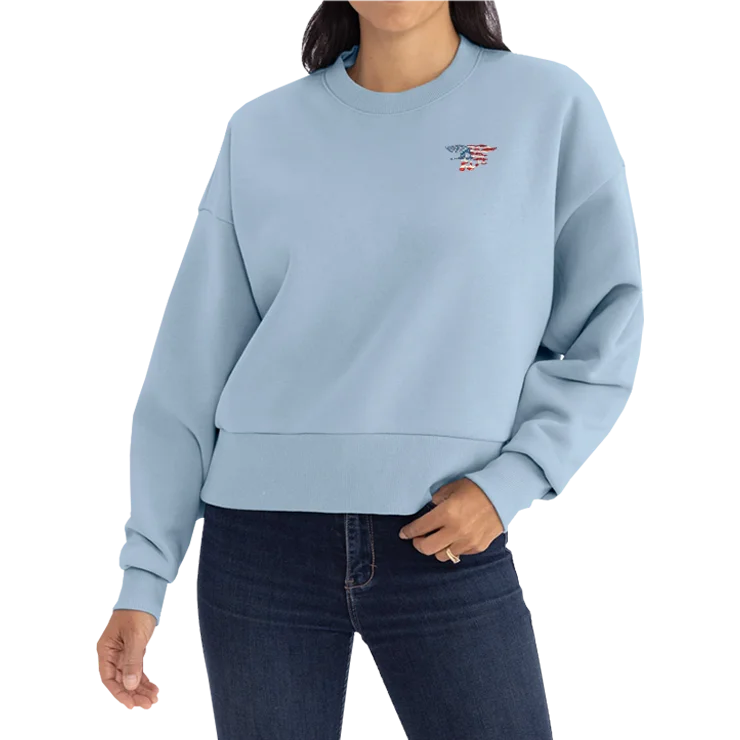 Affordable selection Ladies Stonewash Denim Trident Flag Heavyweight Sweatshirt