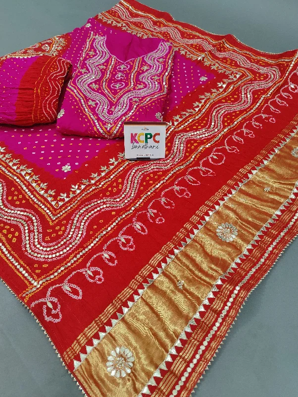Sweet Small Style KcPc Pure Gaji Silk Bandhani Gotapatti Work Designer Salwar suit