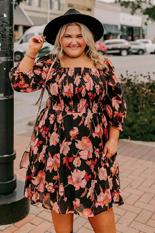 Sweet Modified Style Pretty Petals Smocked Mini Dress Curves