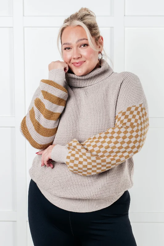 Sweet Pink Color Super Seasonal Patchwork Waffle Knit Sweater