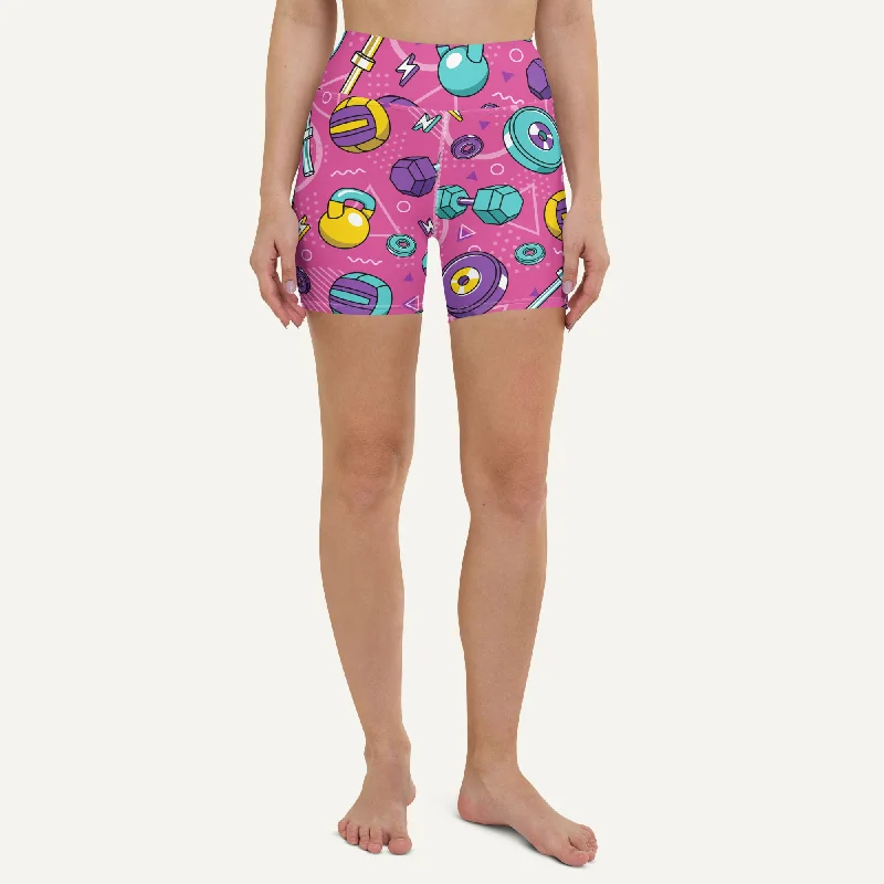 Retro Literary Style 90s Weights Pink High-Waisted Shorts
