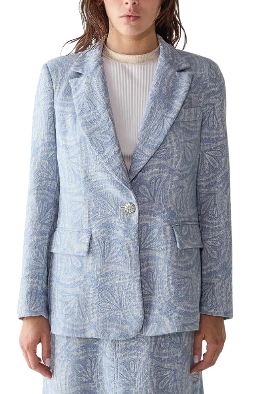 Street Letter Style Jacquard Denim Blazer