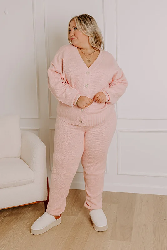 Sweet Unique Design Chic Comfort High Waist Knit Joggers Curves