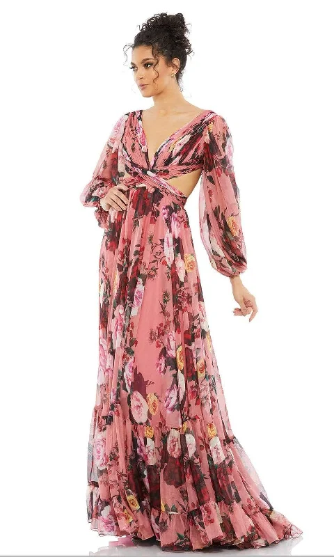 Sports Tights Ieena Duggal - 67946 Floral Printed Ruched A-Line Gown
