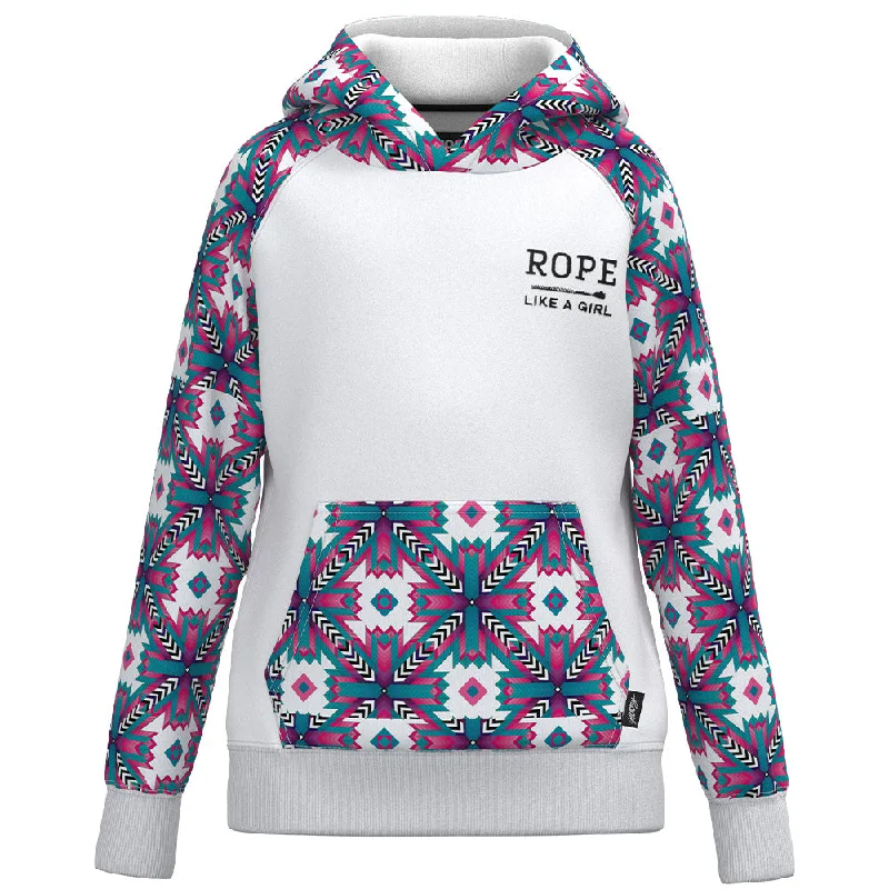 Sweet Lace Design Youth "Rope Like A Girl" White/Aztec Hoody