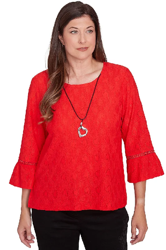 Boutique style Wild At Heart Pointelle Necklace Top