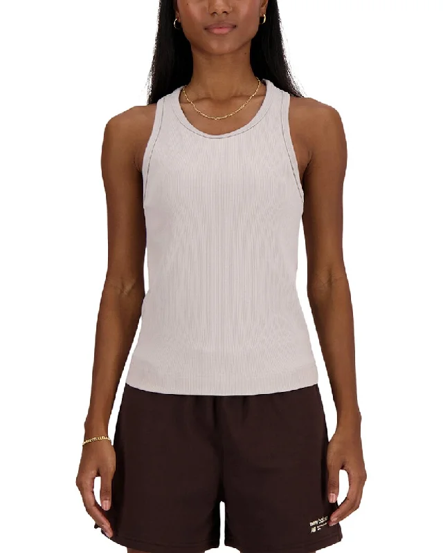 Sweet Pink Color New Balance Linear Heritage Rib Knit Racer Tank