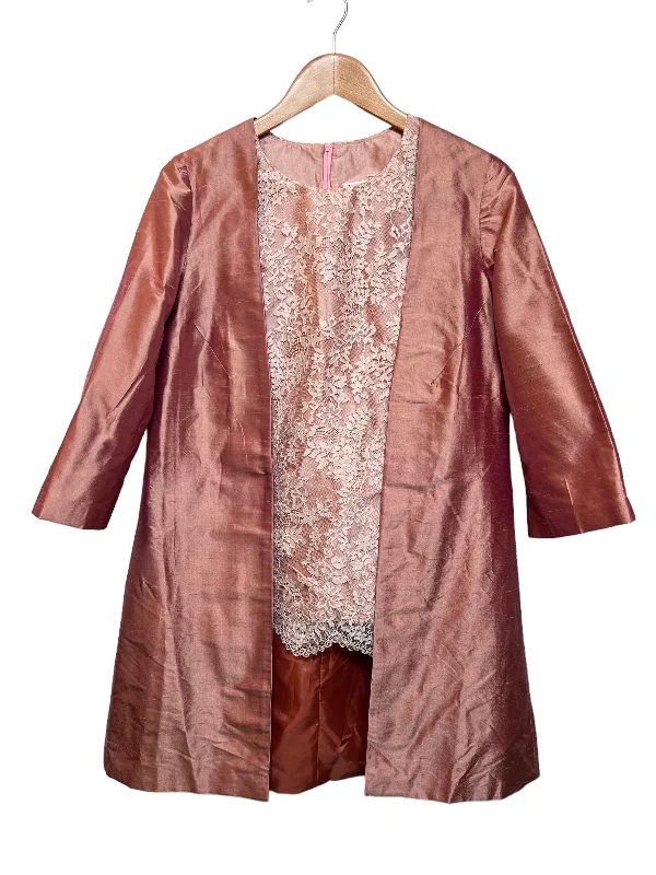 Retro Literary Style Joanna’s Bridal Pink Jacket with Flowery White Pink Top Set (Size XL)