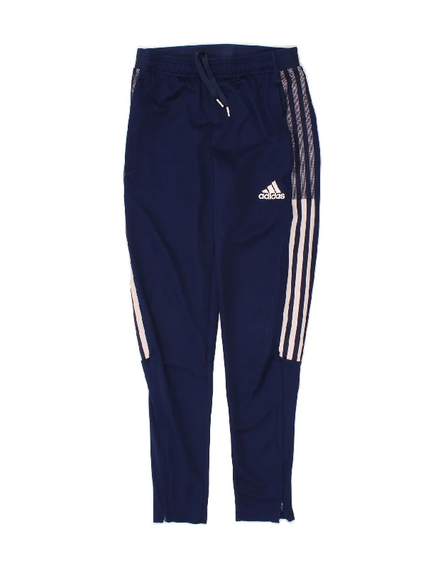 Sports High Waist Style ADIDAS Womens Aeroready Tracksuit Trousers UK 4 XS Navy Blue Polyester Sports High Waist Style ADIDAS Womens Aeroready Tracksuit Trousers UK 4 XS Navy Blue Polyester