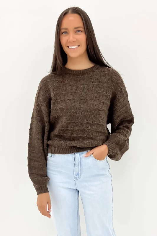Luxury and fashionable Leyton Knit Jumper Chocolate