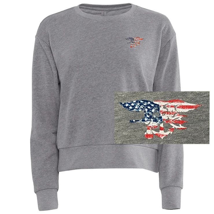 Warm and substantial Ladies Red/White/Blue Trident Laguna Sueded Sweatshirt