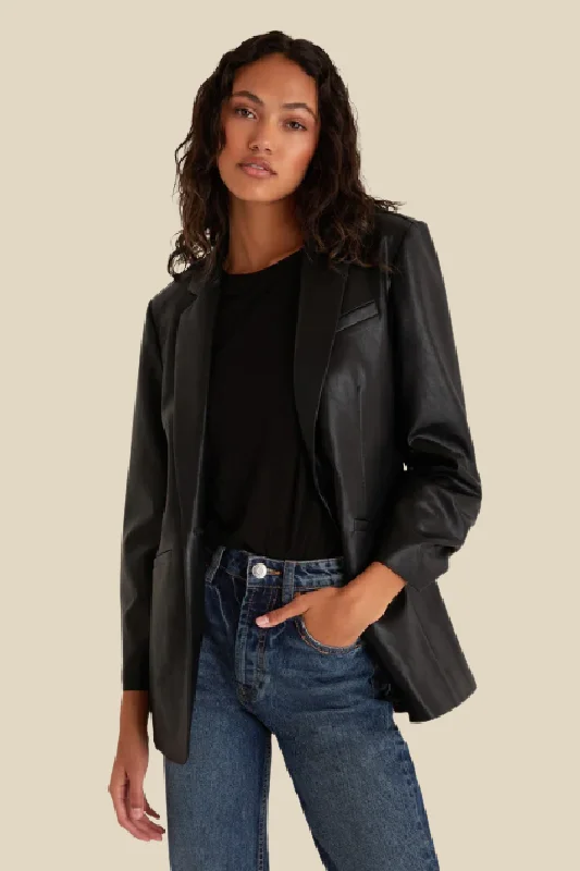 High waist design Sanelle Faux Leather Blazer