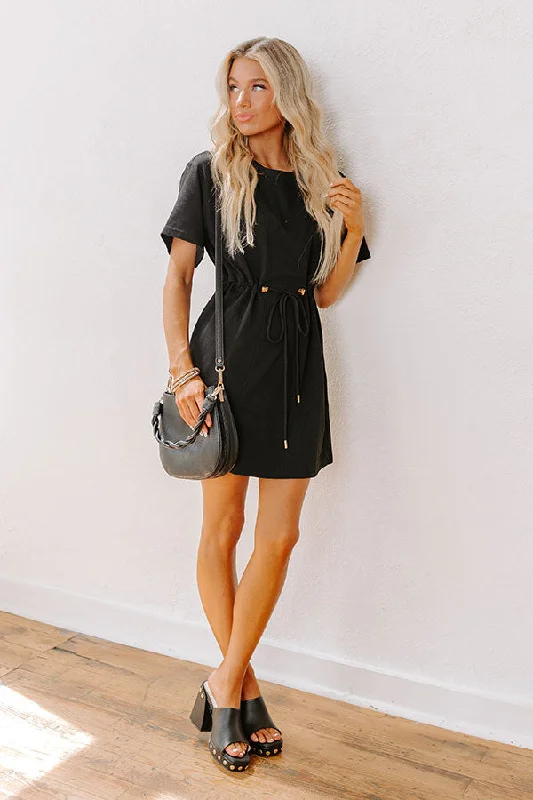 Sweet And Cute Style Running Errands Drawstring Mini Dress