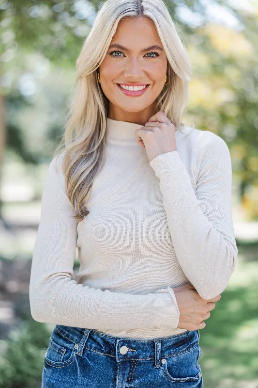 Printed pattern See It Through Oatmeal Ribbed Top